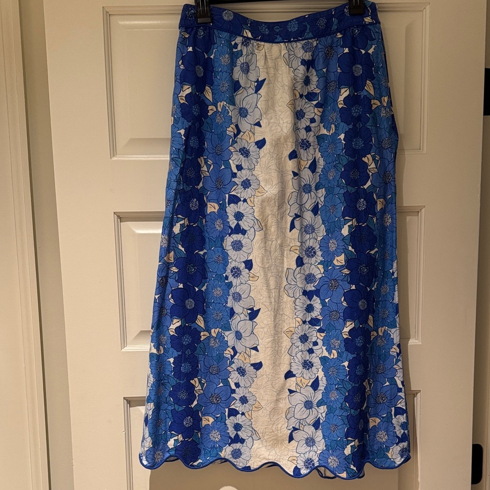 FARM Rio Blue and White Floral Maxi Skirt